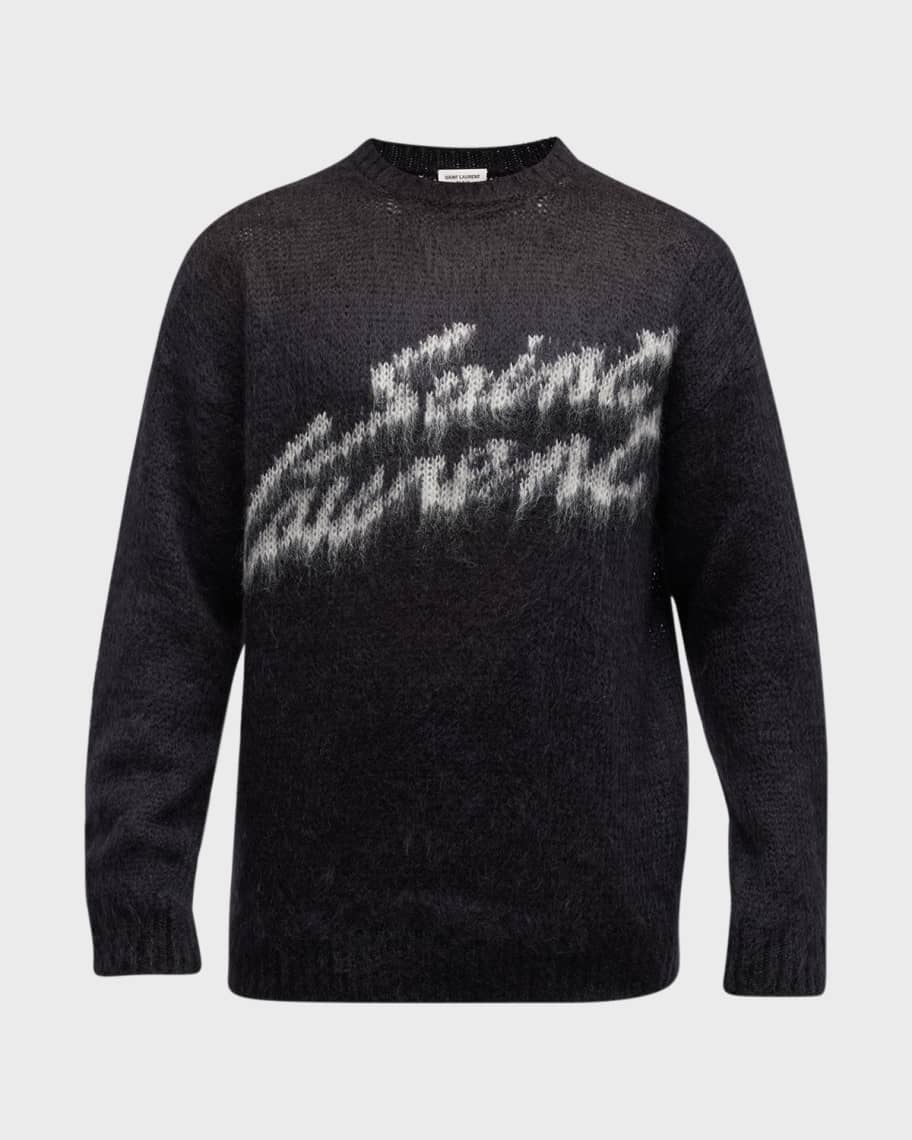 Saint Laurent Men's Mohair Blend Logo Sweater