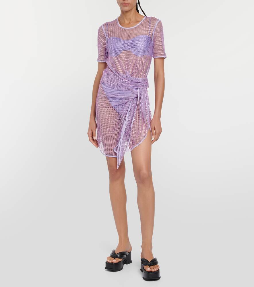 SIMKHAI Embellished Mesh Doris Beach Dress, Purple