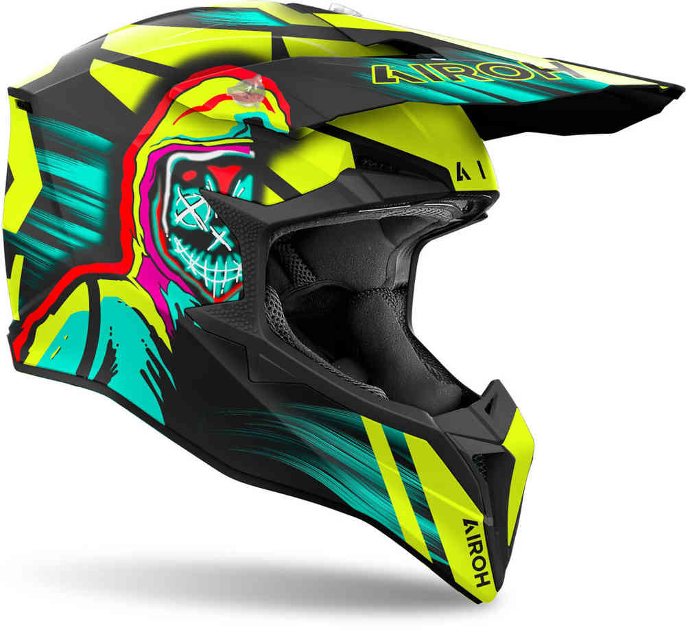 Wraaap Airoh Cyber Motocross Helmet, Yellow/Blue