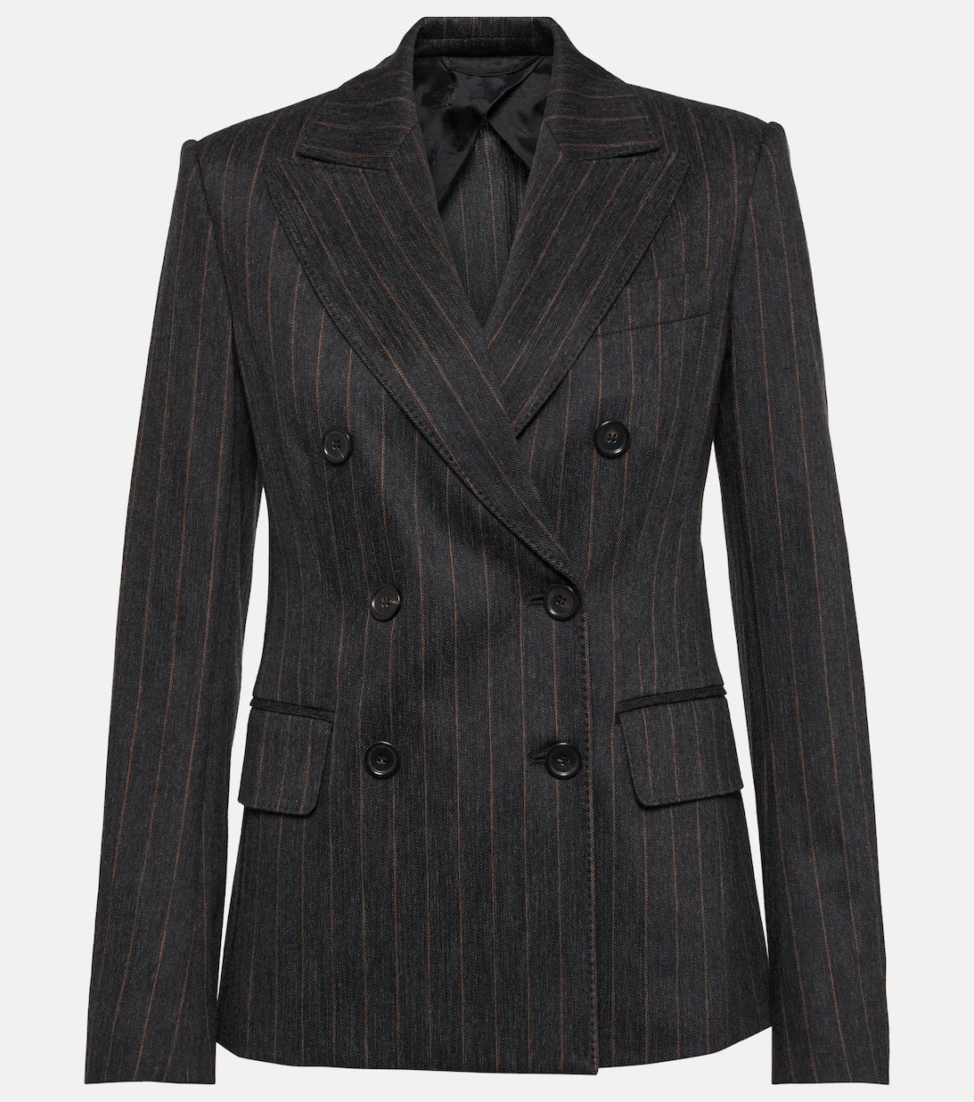 Ofride MAX MARA Pinstripe Double Breasted Blazer, Gray