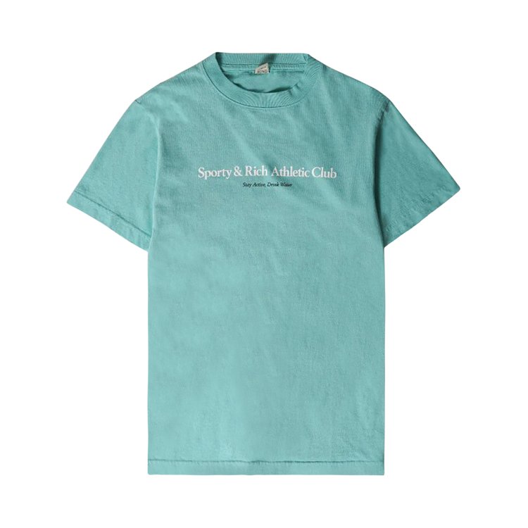 Sporty & Rich Athletic Club T 'Aqua/White' shirt, blue