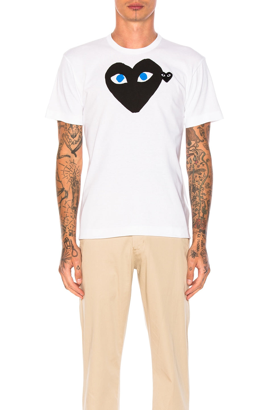 T-shirt Comme des Garçons Blue Eyes Black Emblem Cotton, white