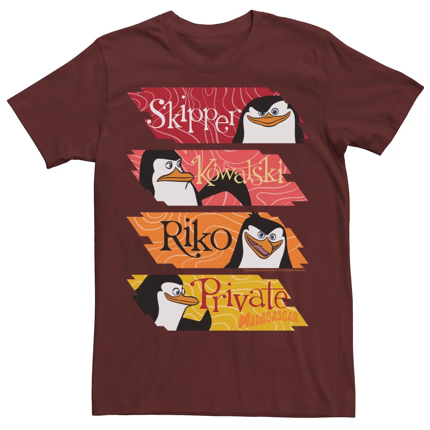 Men's Madagascar Penguins Licensed Character Graphic Poster and Name Panel T-Shirt