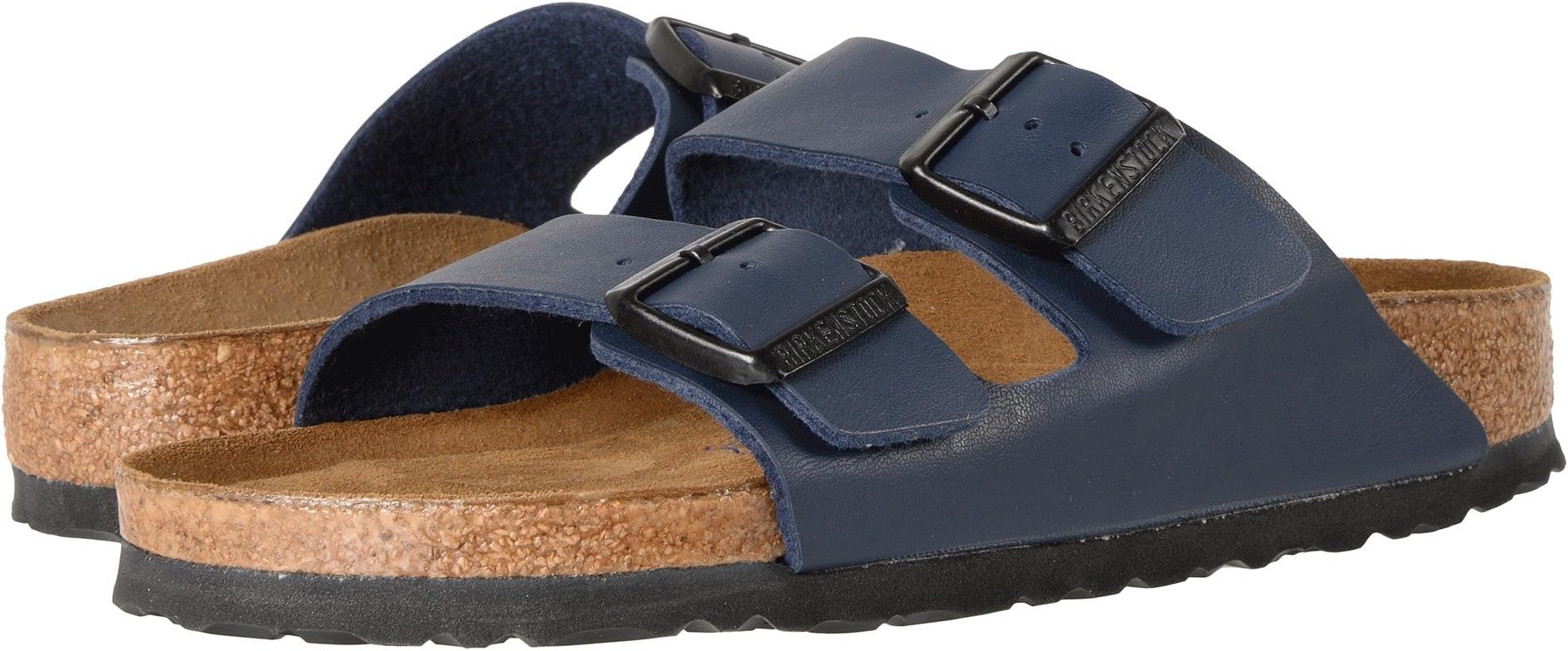 Arizona Soft Footbed Flat Sandals - Birko-Flor (Unisex) Birkenstock, Navy Birko-Flor