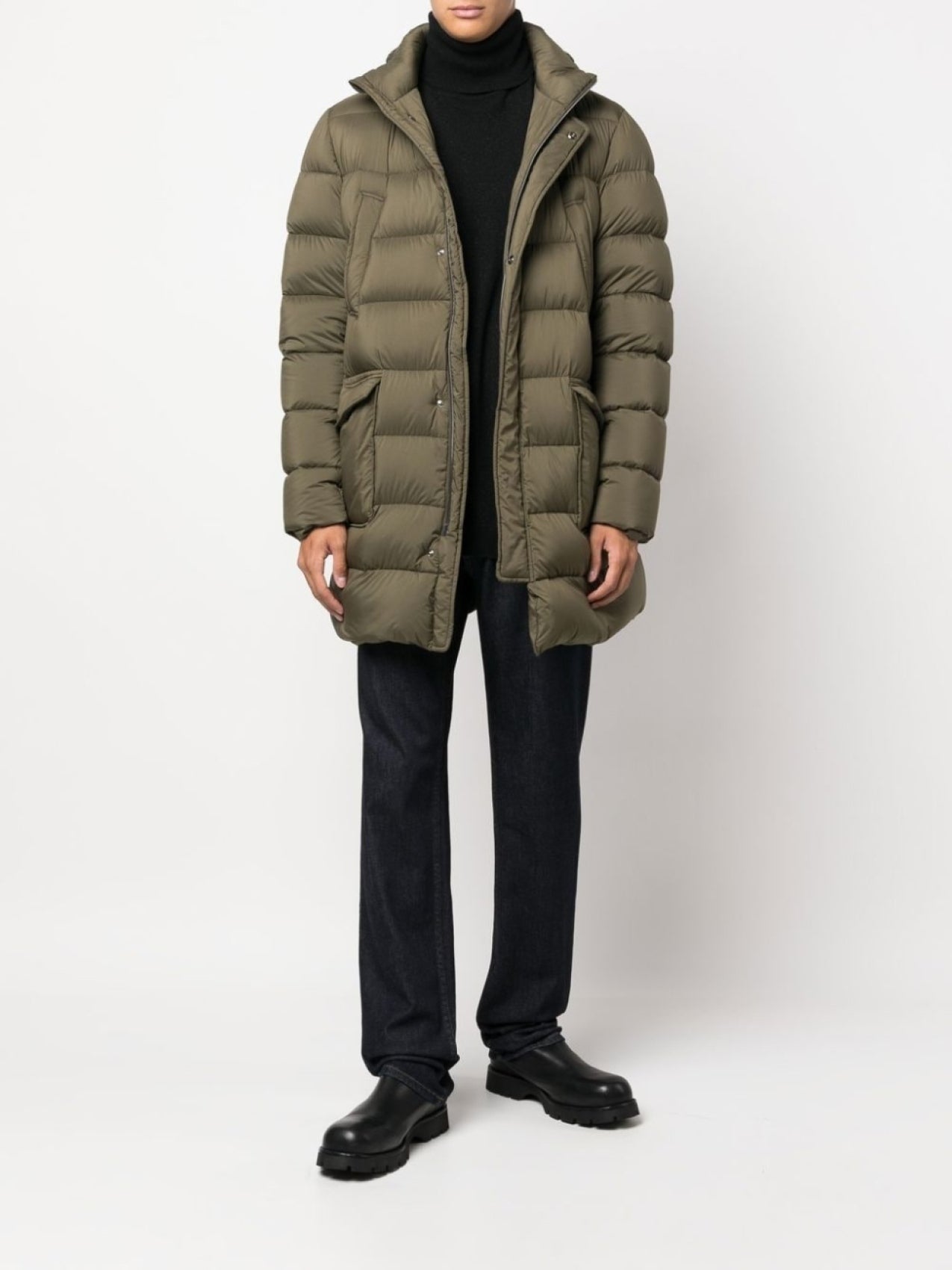 Herno down jacket with hood, green