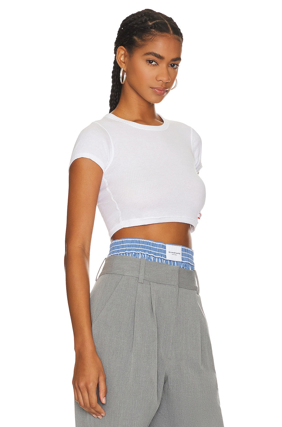 Alexander Wang Cropped Short Sleeve Crewneck T-shirt, white