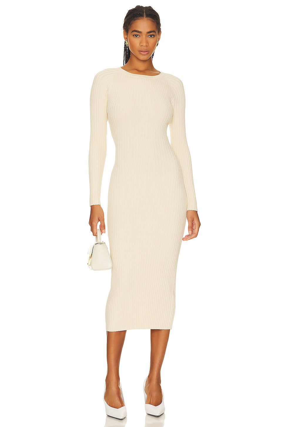 Bardot Vigo Midi Knit Dress, cream