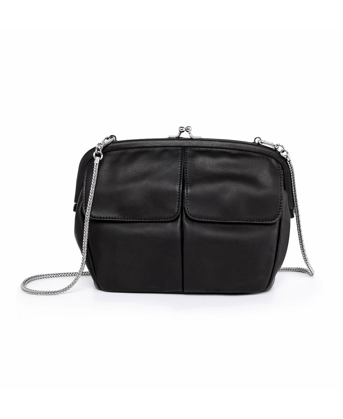 Women's Pac Shell crossbody bag made of genuine leather OLD TREND, black