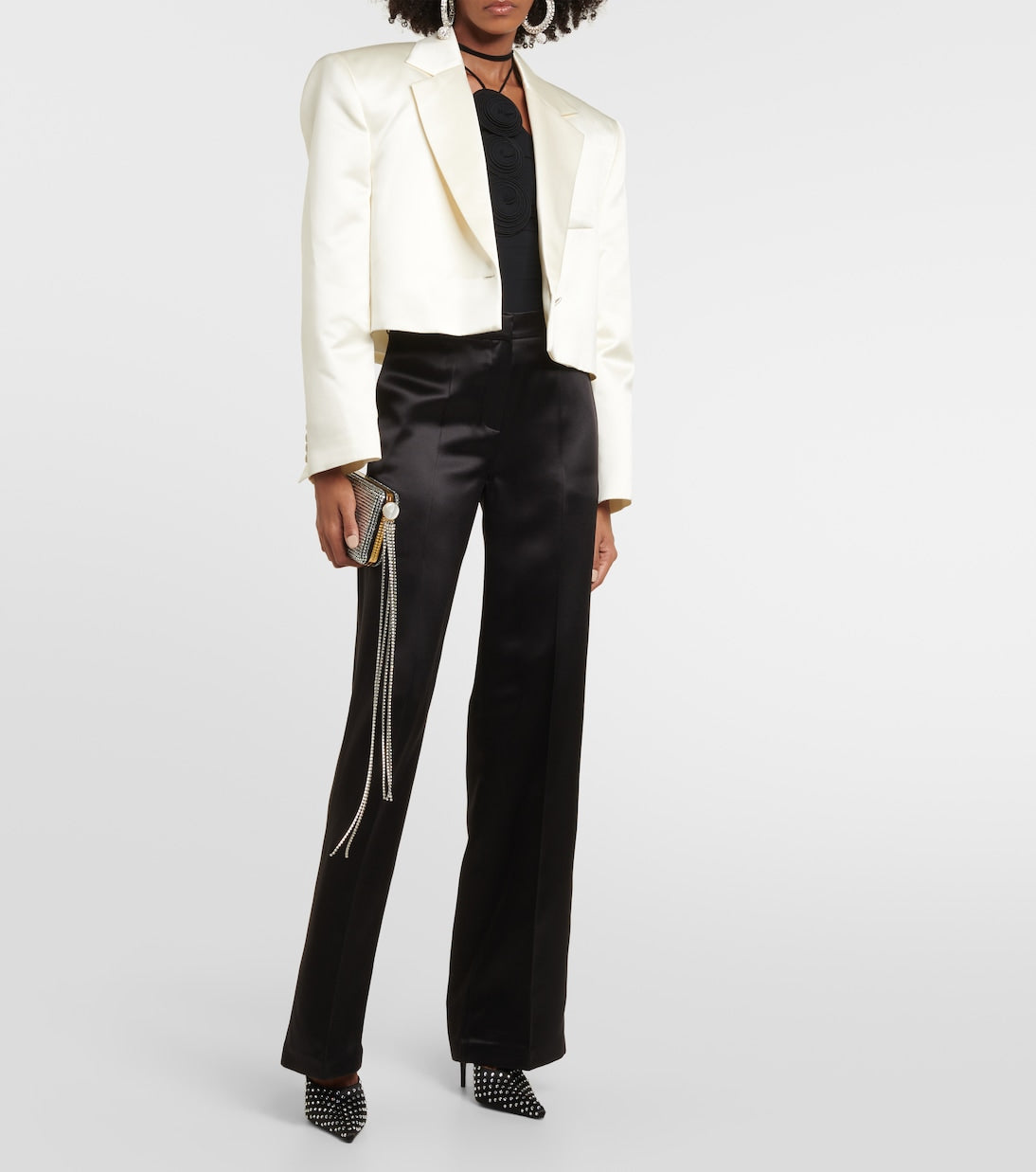 Magda Butrym silk and wool cropped jacket, white