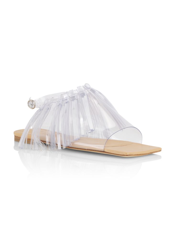 Vinyl Charlie Sandals with Fringe A. Mode, white