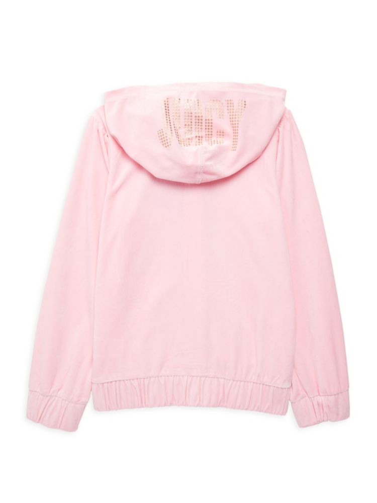 سويت شيرت من Juicy Couture Girls Velor Zip Logo - وردي حلوى