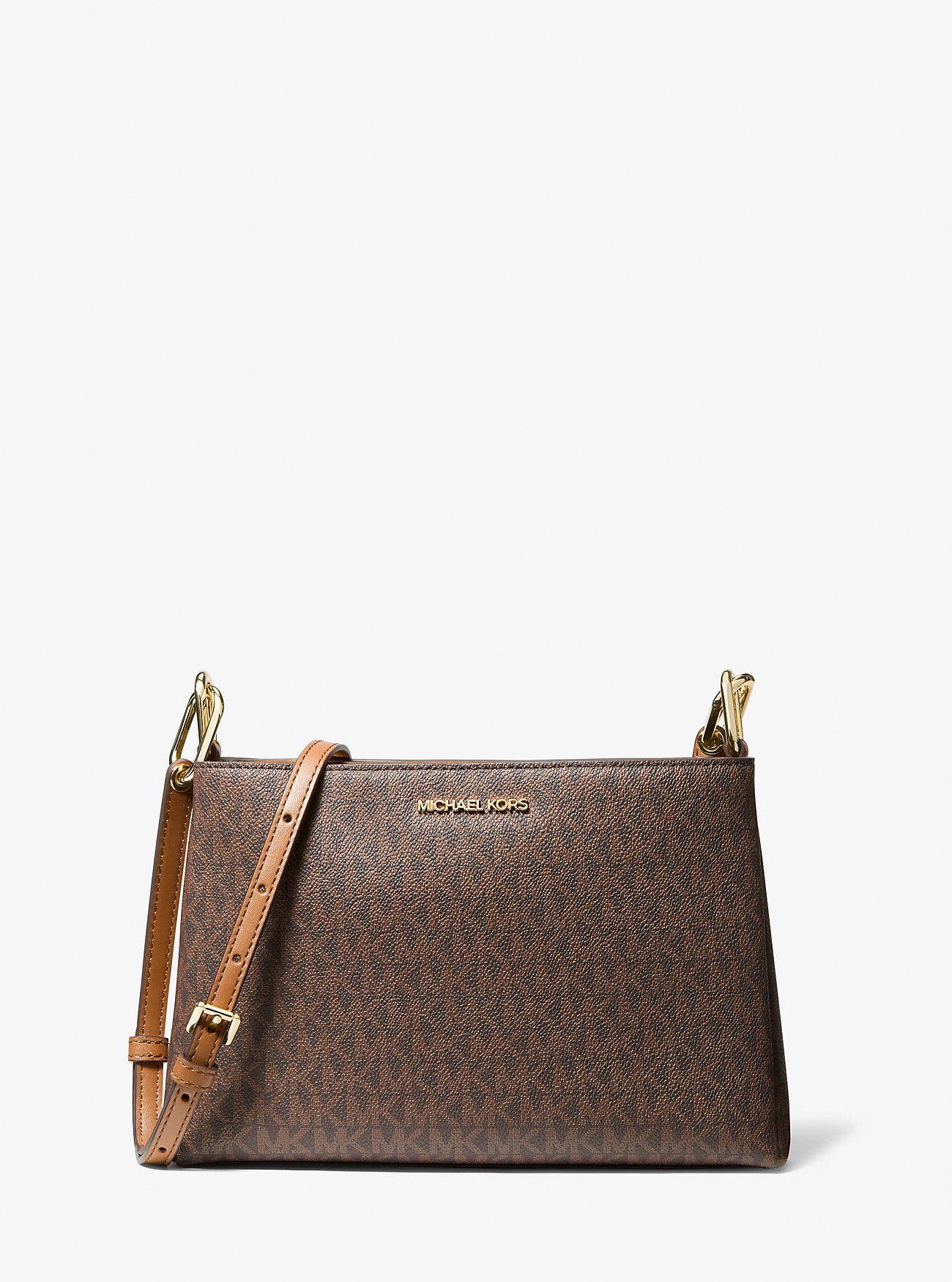 Trisha Medium Michael Kors Logo Crossbody Bag, Brown