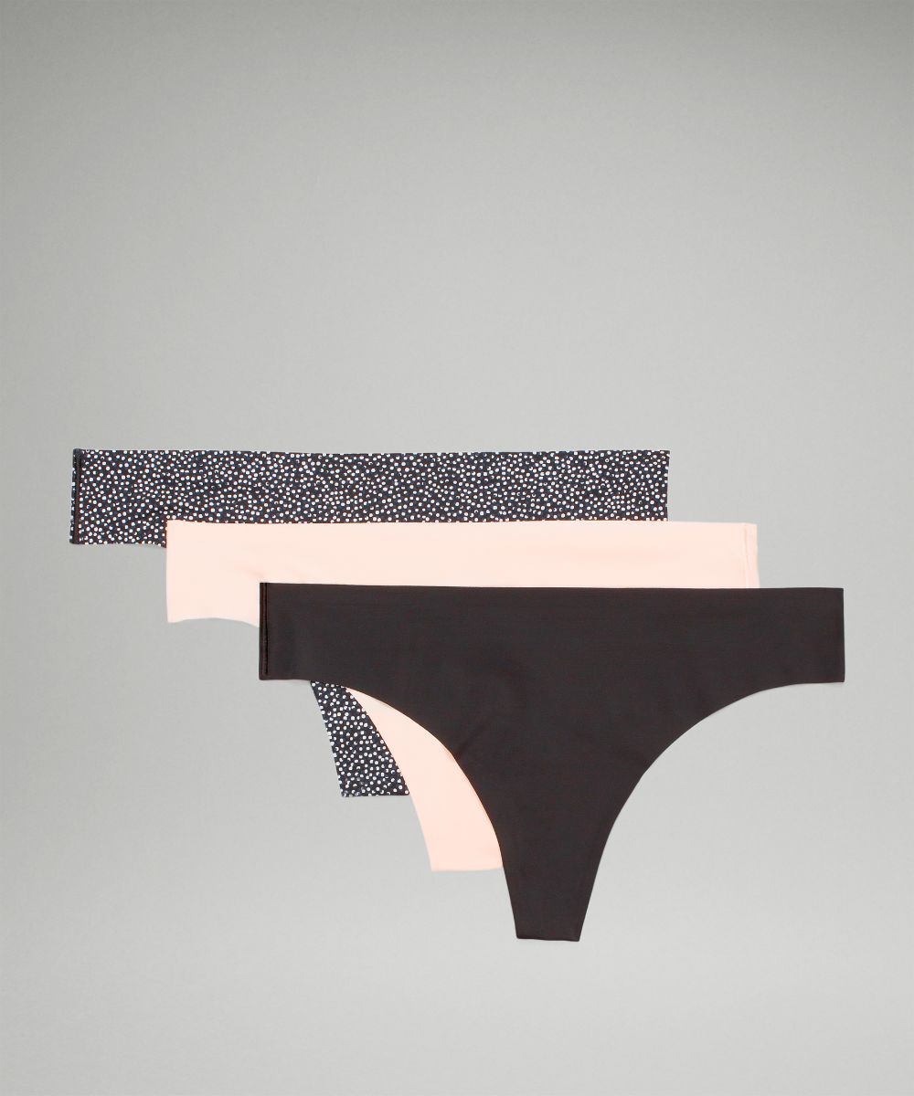 InvisiWear mid-rise thong briefs 3 pieces Lululemon, black