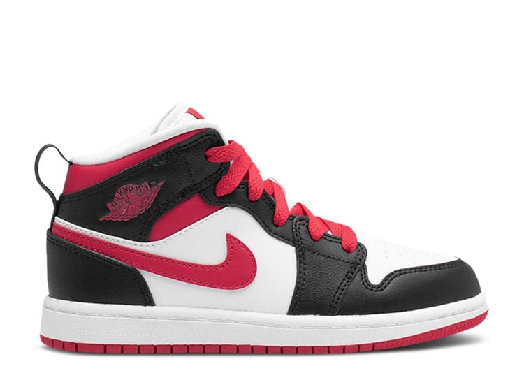 حذاء رياضي AIR JORDAN 1 MID PS 'WHITE VERY BERRY'، باللون الأسود