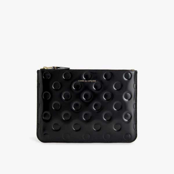 Comme des Garçons leather clutch with polka dots, black