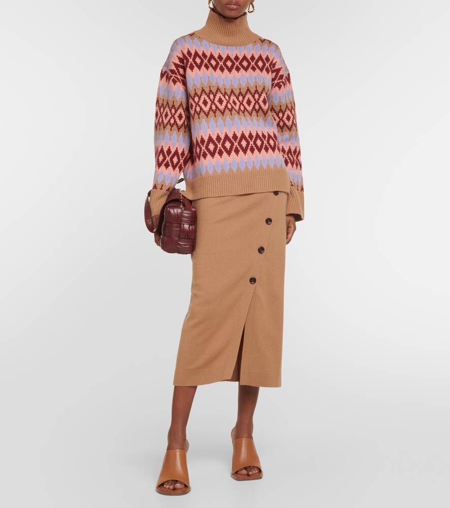 Cashmere and wool midi skirt JARDIN DES ORANGERS, brown