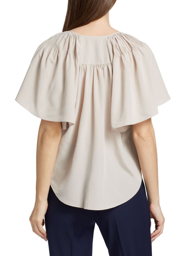 Elie Tahari Silk Fly Sleeve Blouse, Salt