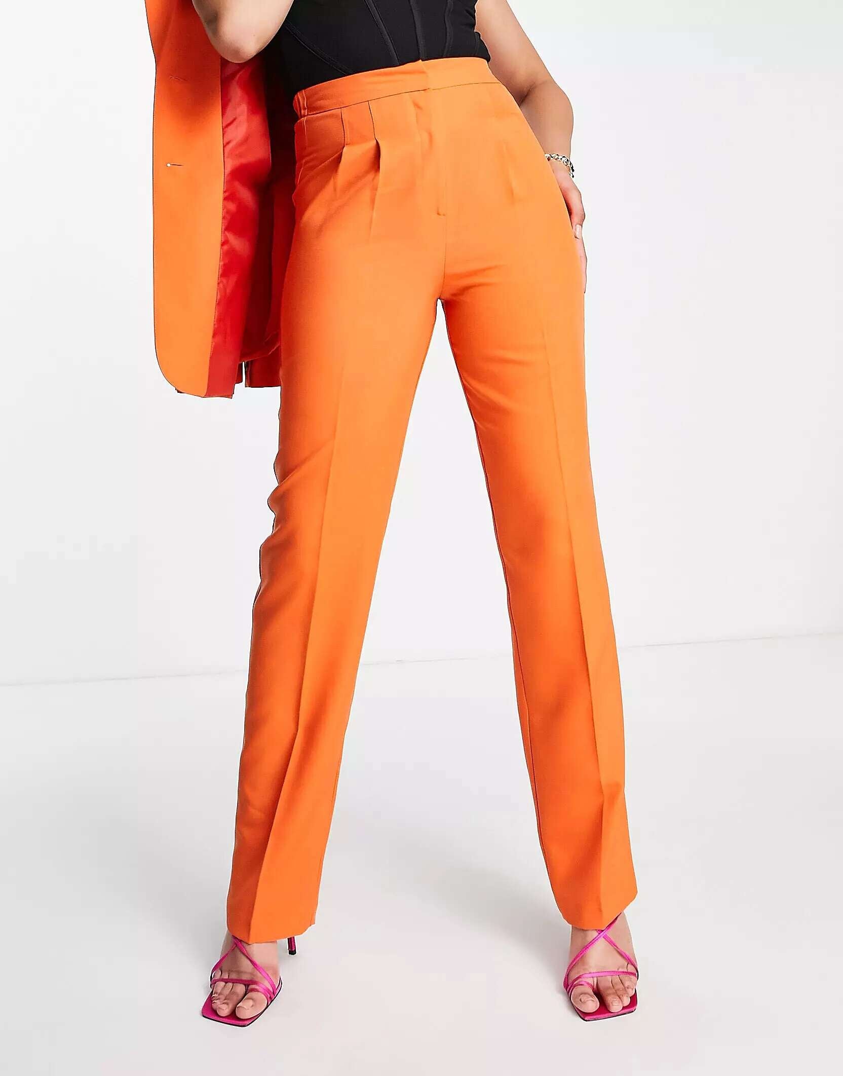 ASOS Tall Men's Suit Pants With Elastic Waist in Orange