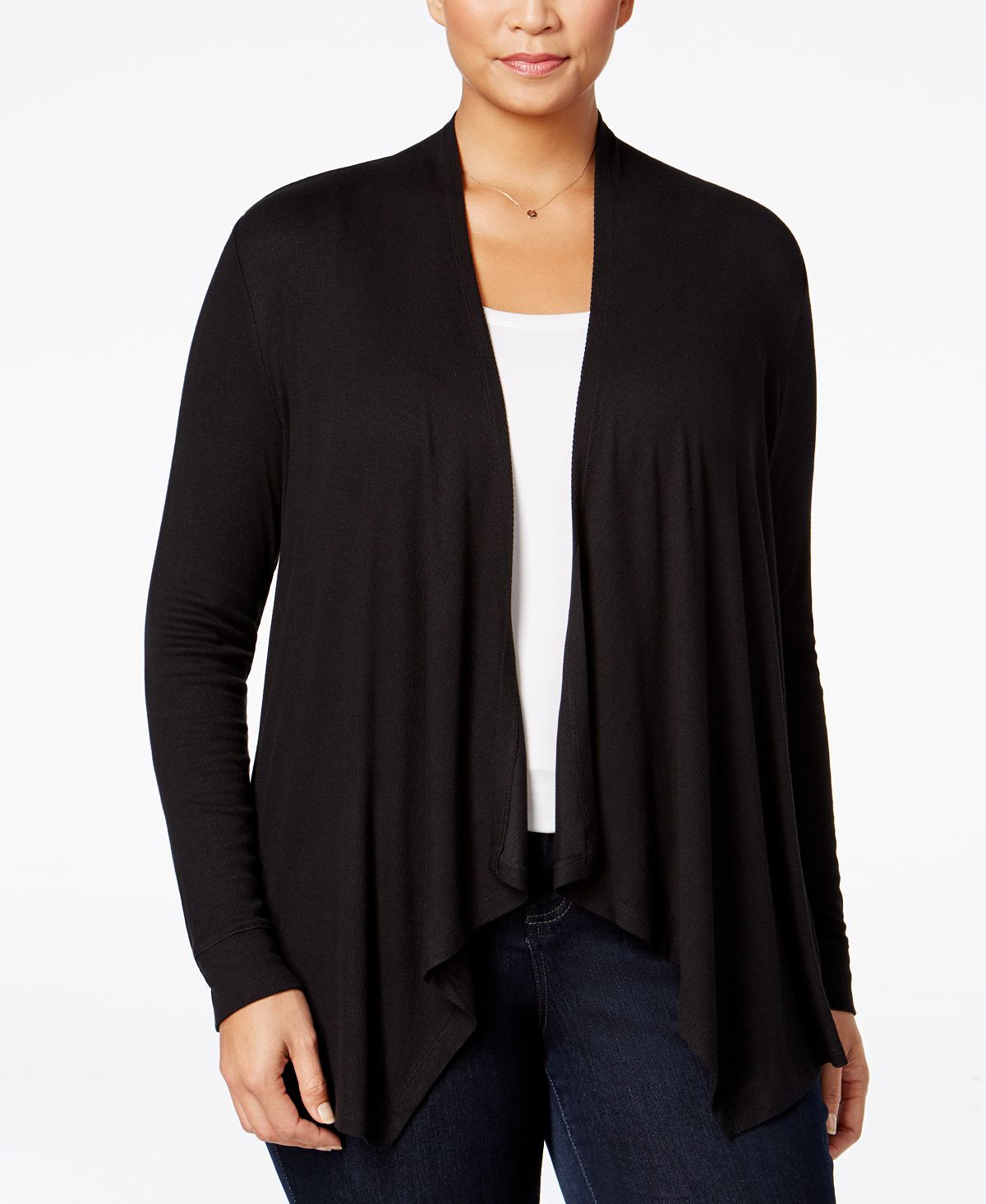 Plus size draped cardigan I. International Concepts, black