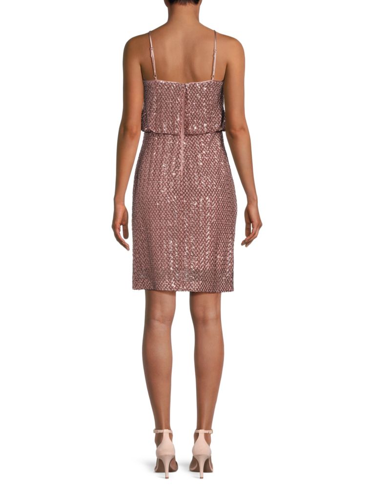 Vince Camuto Sequin Blouson Sheath Dress in Mauve