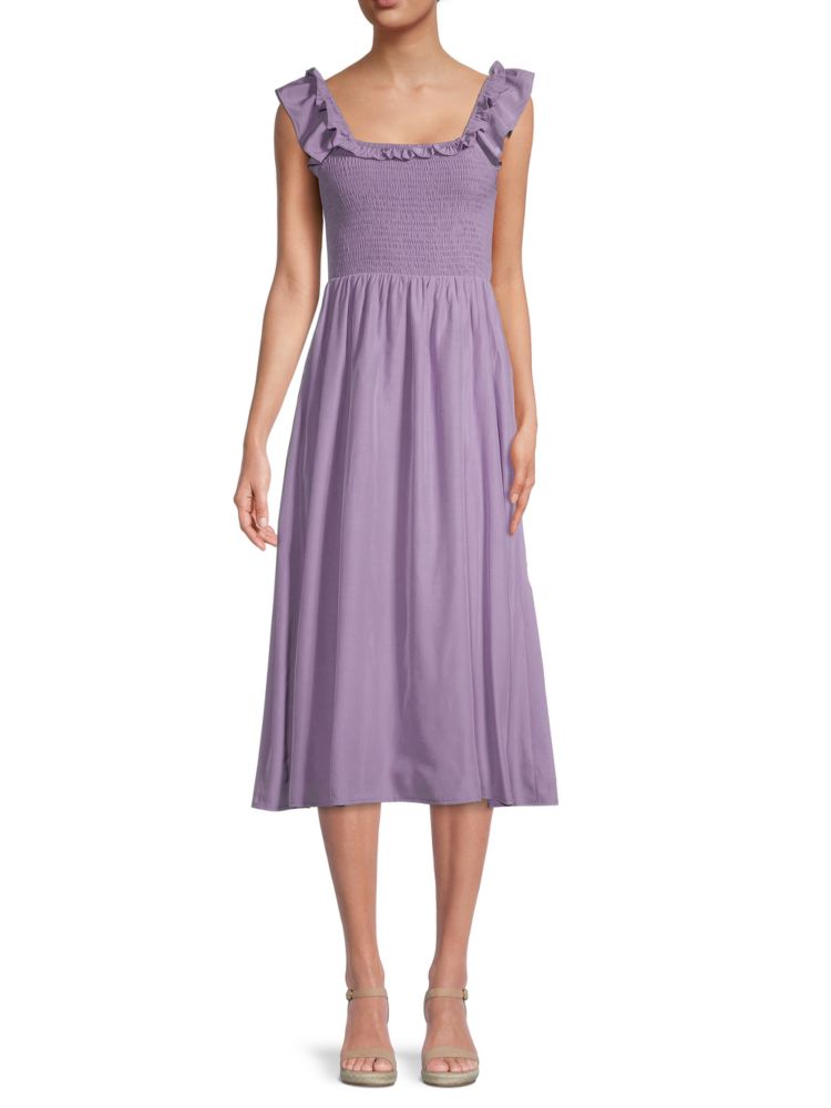 Plain dress with ruffles 70/21, lavender