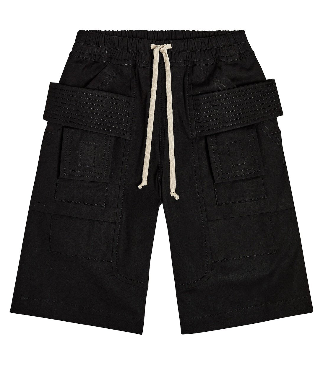 Rick Owens Pods Cotton Blend Cargo Shorts, Black