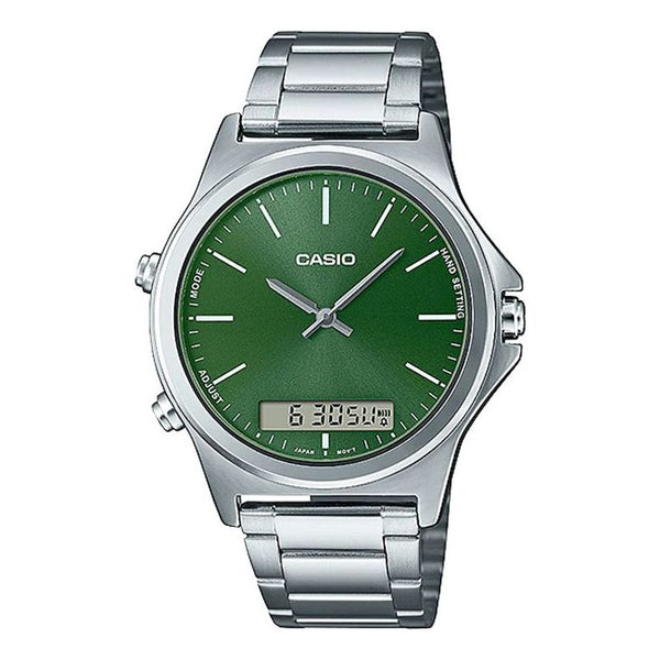 Casio Dress Classic Business Analog-Digital Watch 'Silver Green', green