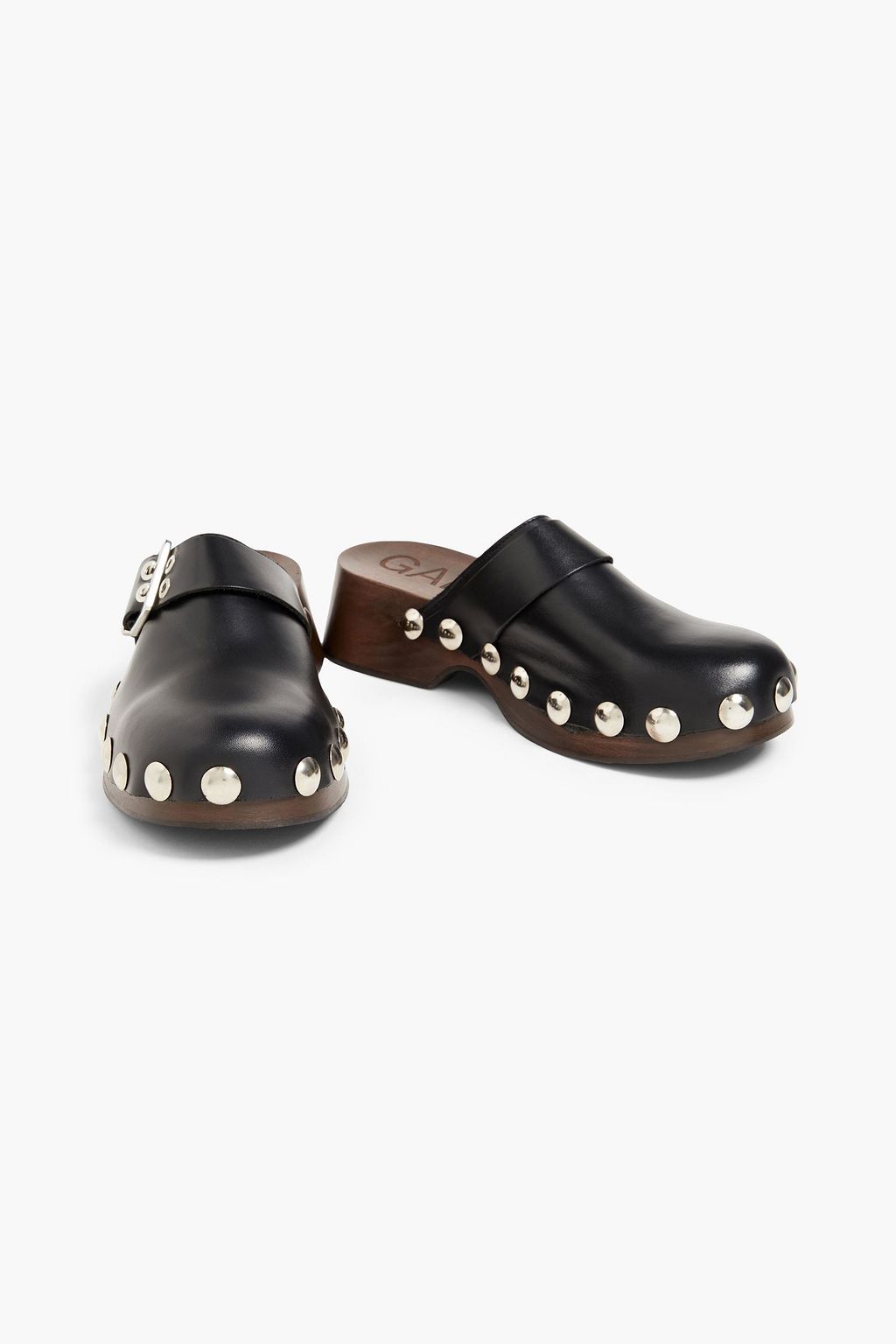 Leather mules with studs GANNI, black