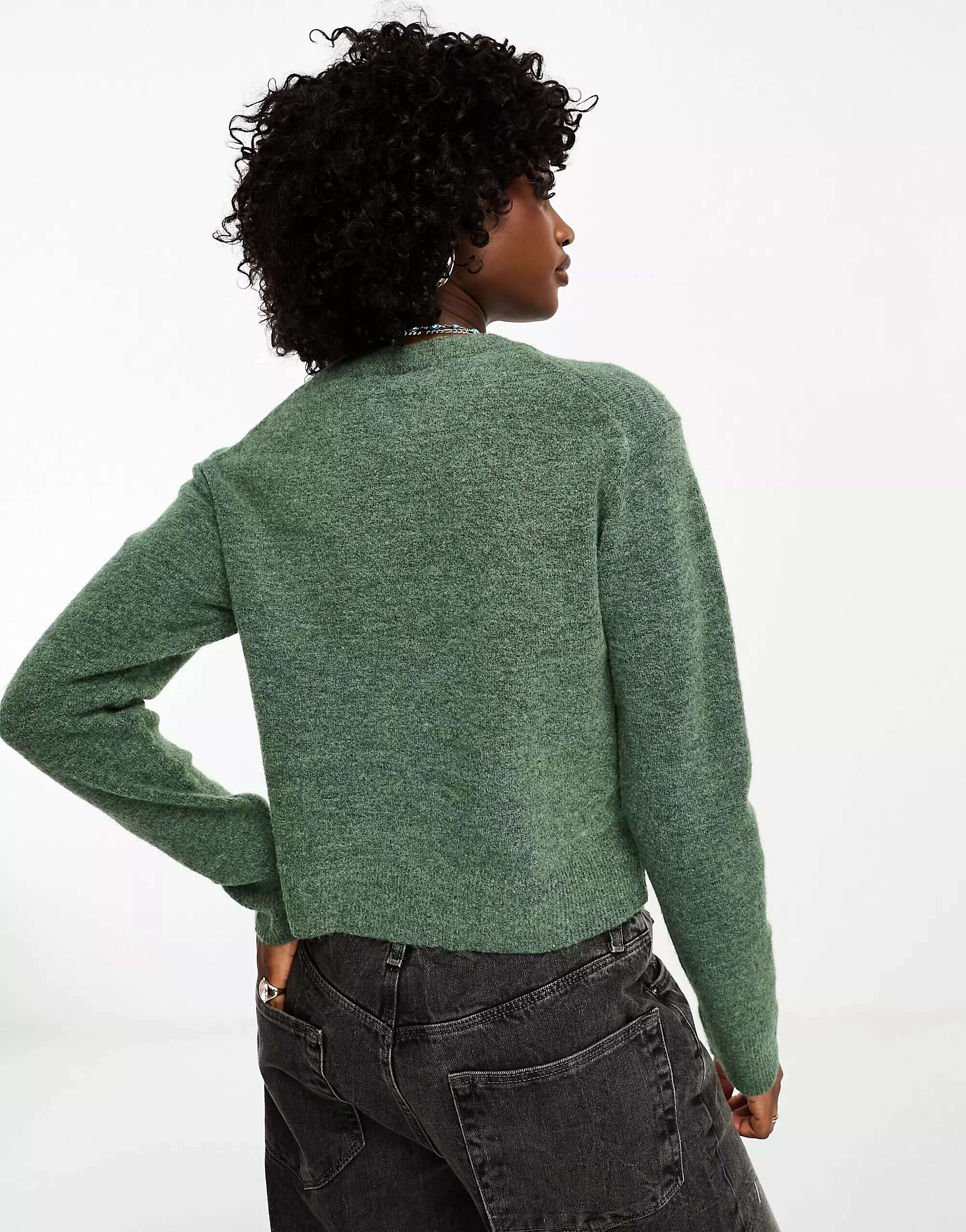 Weekday Ayla Green Melange Knitted Jumper