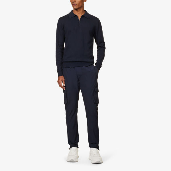 Arne Stretch Mid-Rise Tapered Pants, Navy