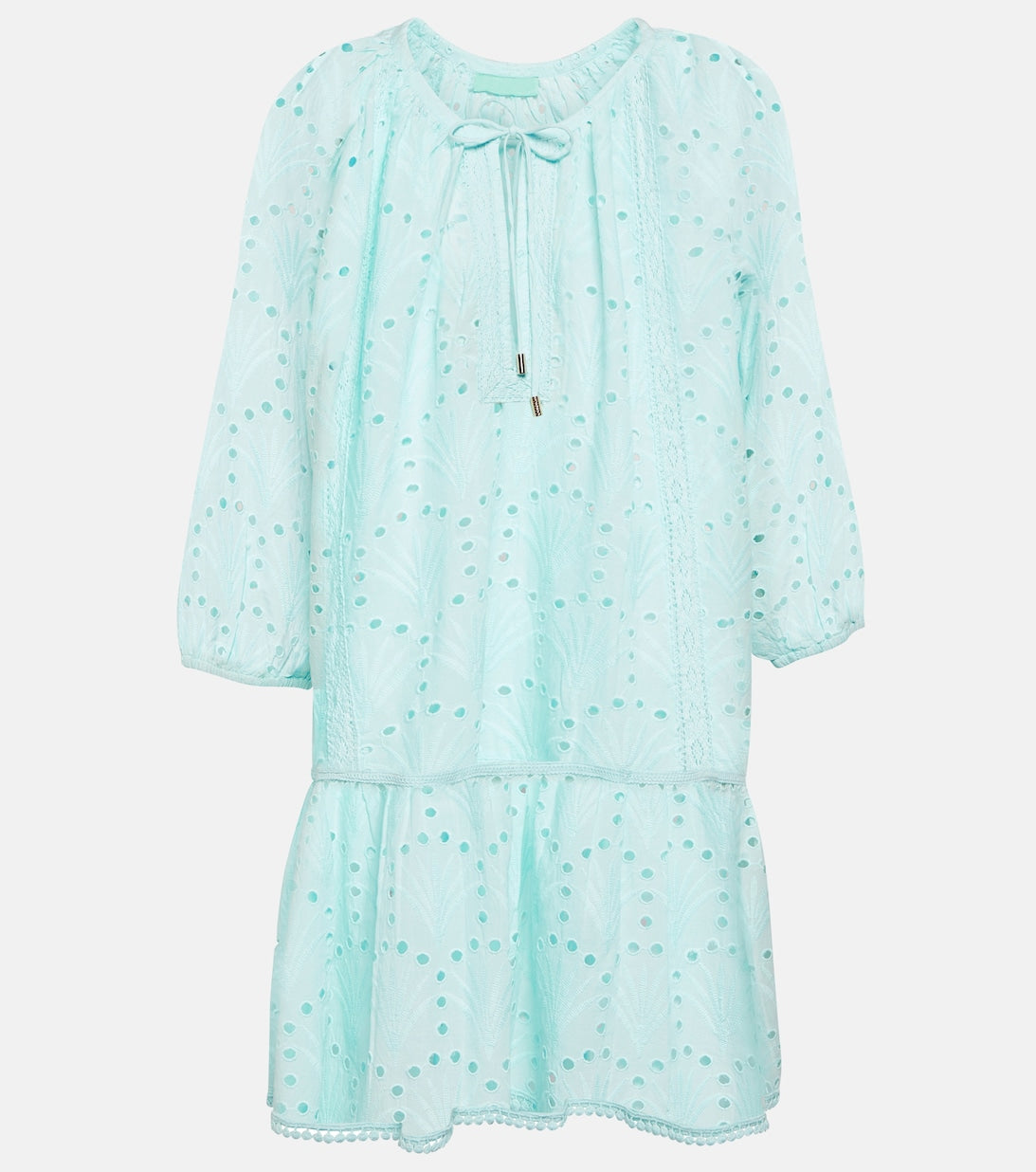 Ashley Cotton Mini Dress with Embroidery MELISSA ODABASH, Blue