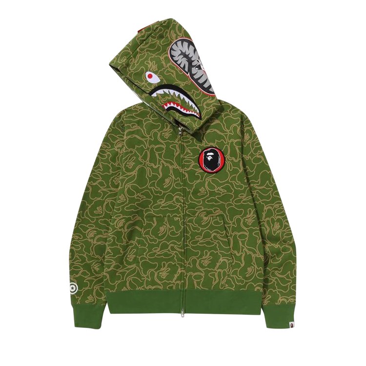 BAPE 30th Anniversary Line Camo Shark Full Zip 'Green' Hoodie, Green