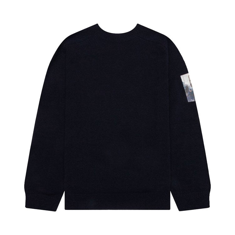 Raf Simons Light Roundneck Hammersleeve With Patches 'Dark Navy' Sweater, blue