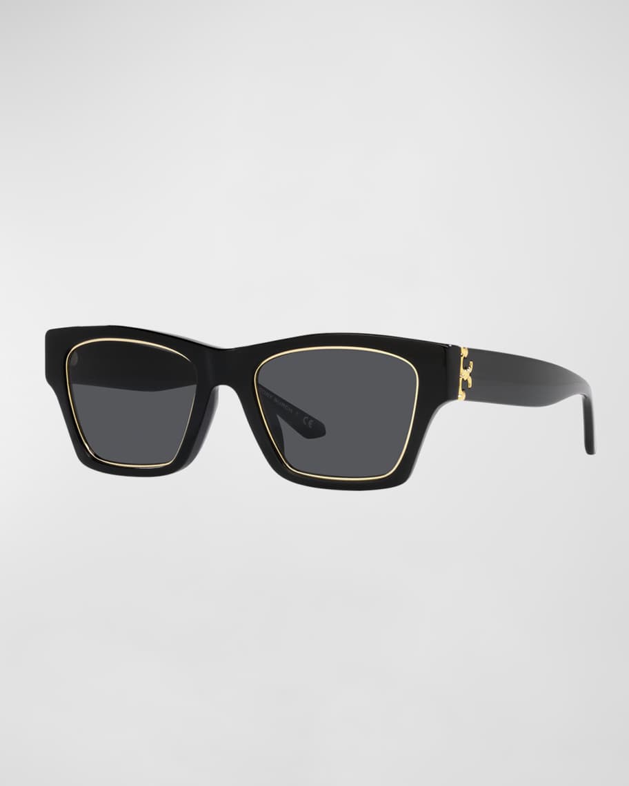 Tory Burch Rectangular Acetate Sunglasses with Gold Frame