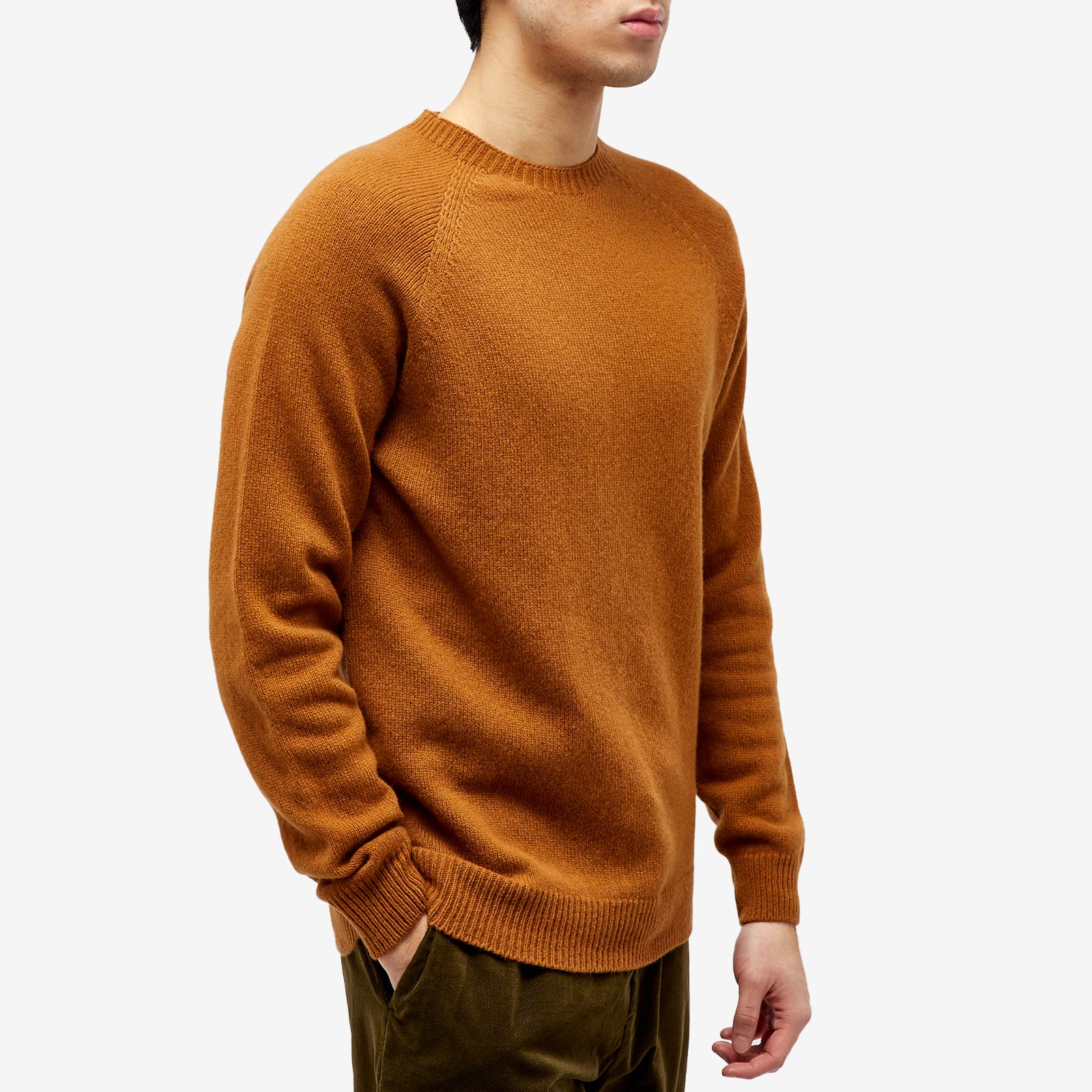 Sunspel Lambswool Jumper, Dark Camel