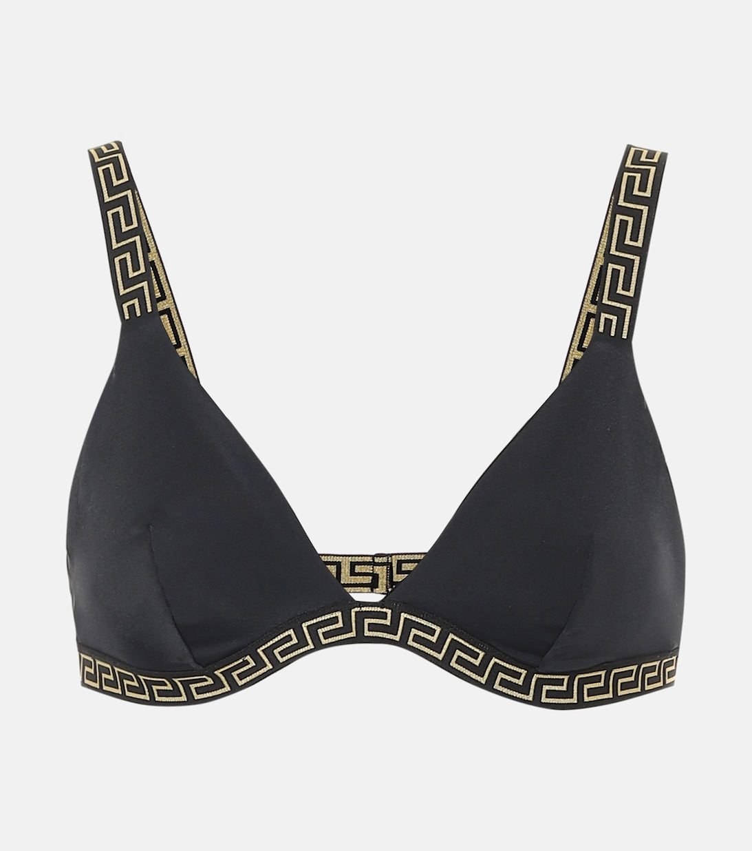 VERSACE Greek Key Print Bikini Top, Black