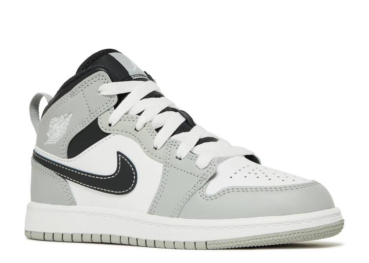 حذاء رياضي AIR JORDAN 1 MID PS 'LIGHT SMOKE GRAY'، رمادي