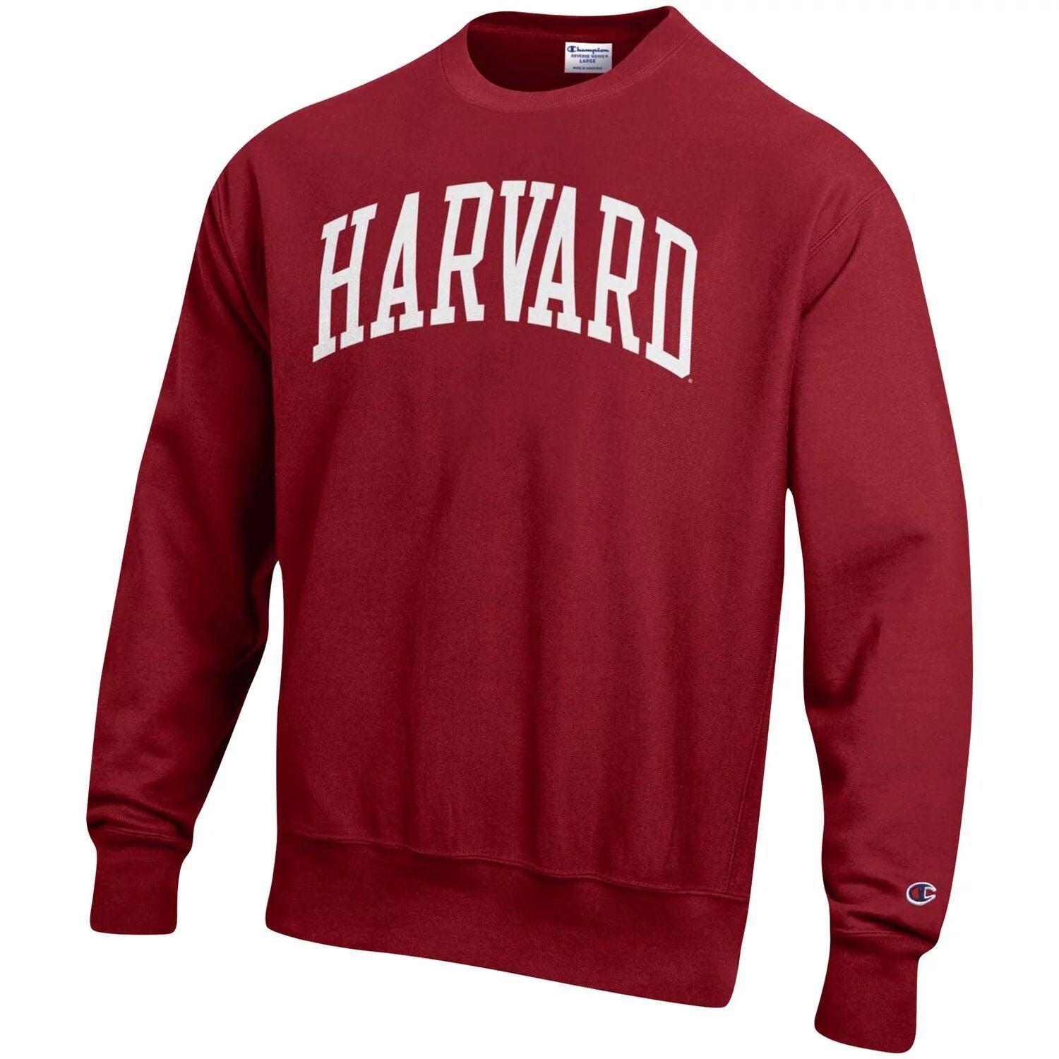 Crimson Men's Reverse Knit Pullover Harvard Crimson Arch Champion Sweatshirt