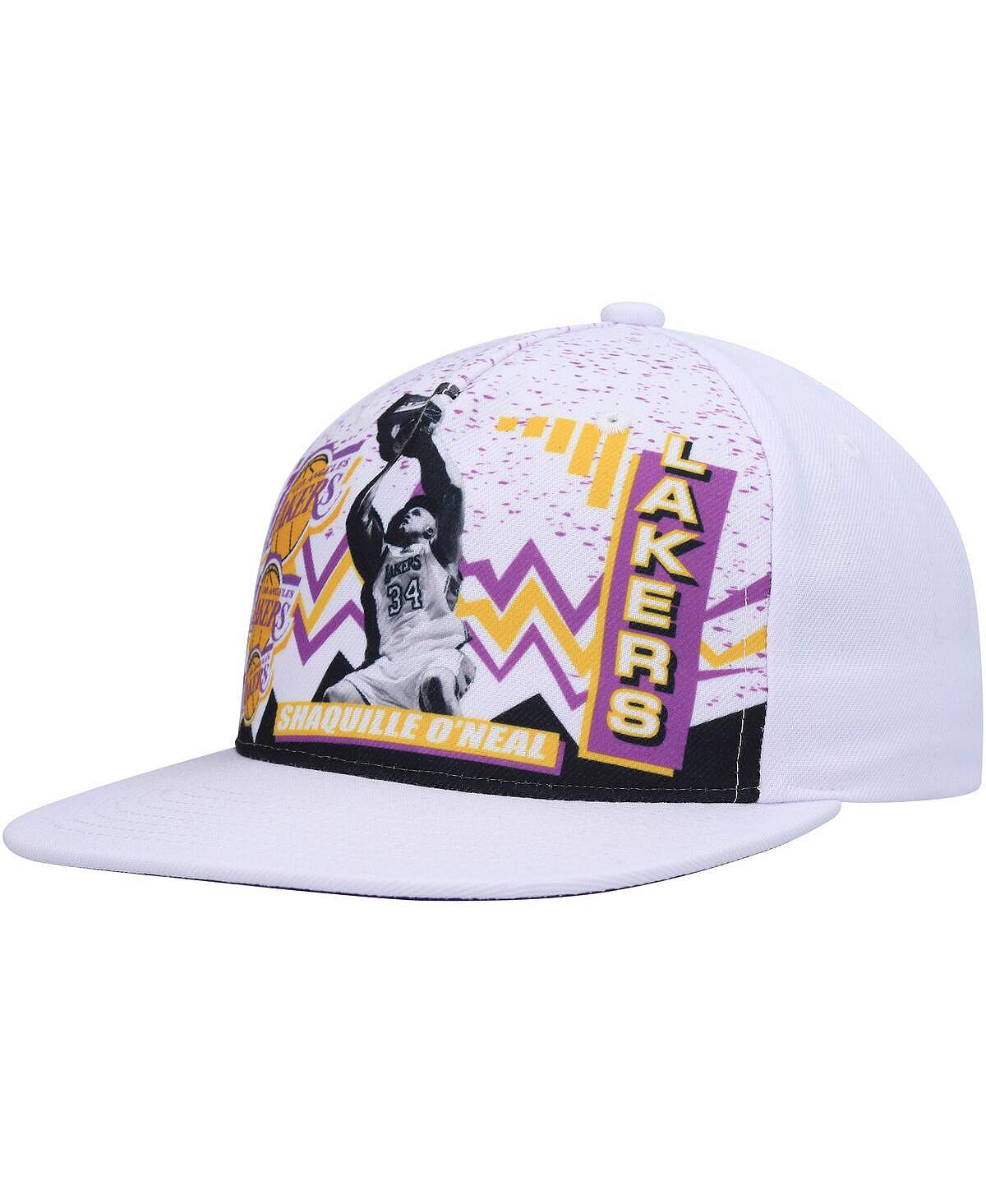 قبعة Shaquille O'Neal للرجال باللون الأبيض من Los Angeles Lakers Hardwood Classics 90's Playa Deadstock Snapback Mitchell &amp; Ness