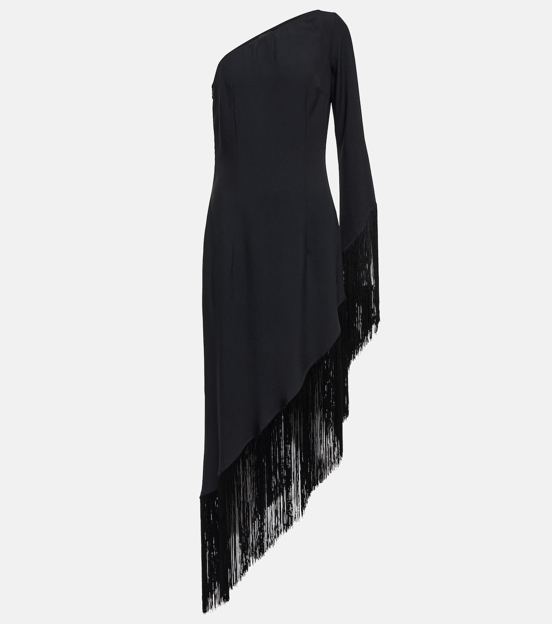 Aventador one-shoulder fringed midi dress TALLER MARMO, black