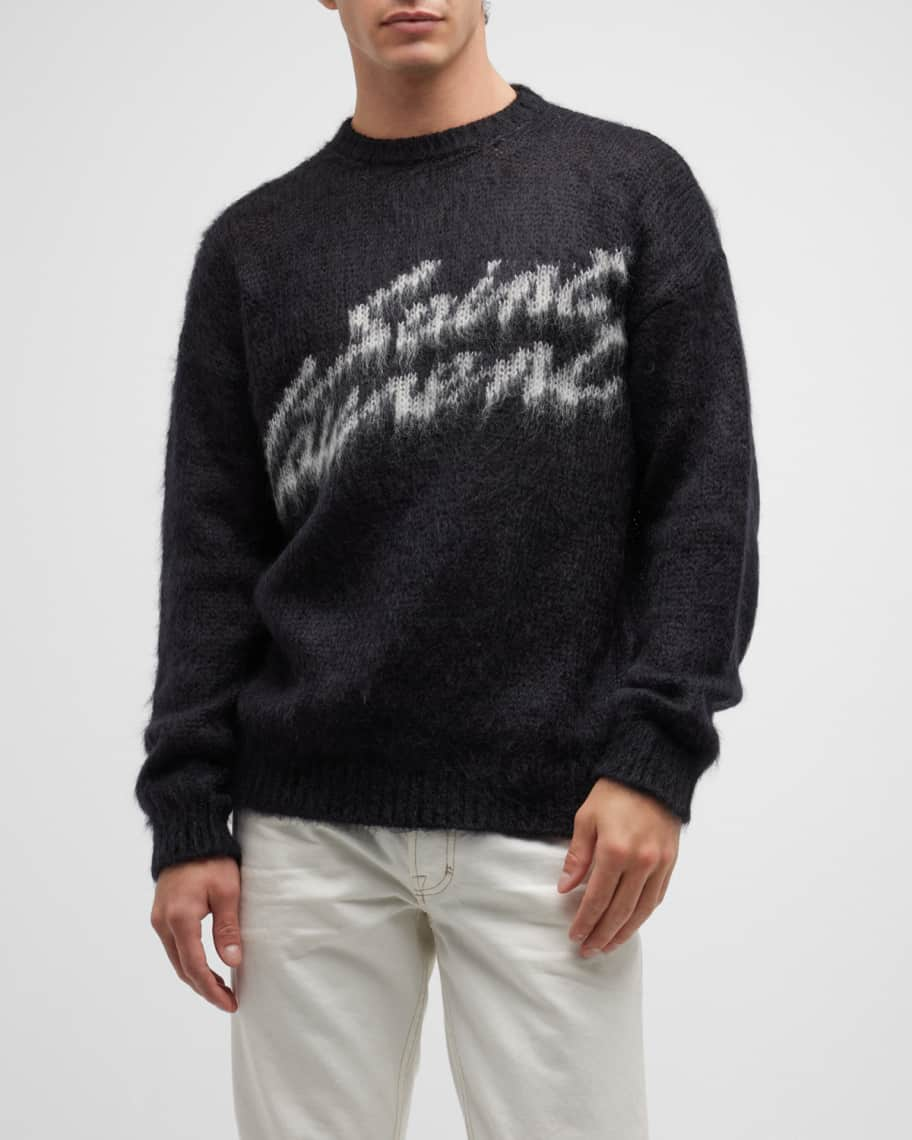 Saint Laurent Men's Mohair Blend Logo Sweater