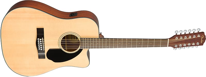 جيتار صوتي Fender CD-60SCE مكون من 12 وترًا من خشب التنوب/الماهوجني Dreadnought صوتي-كهربائي