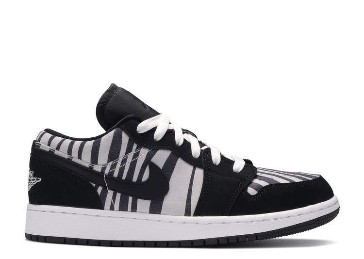 حذاء رياضي AIR JORDAN 1 LOW GS 'ZEBRA'، أسود