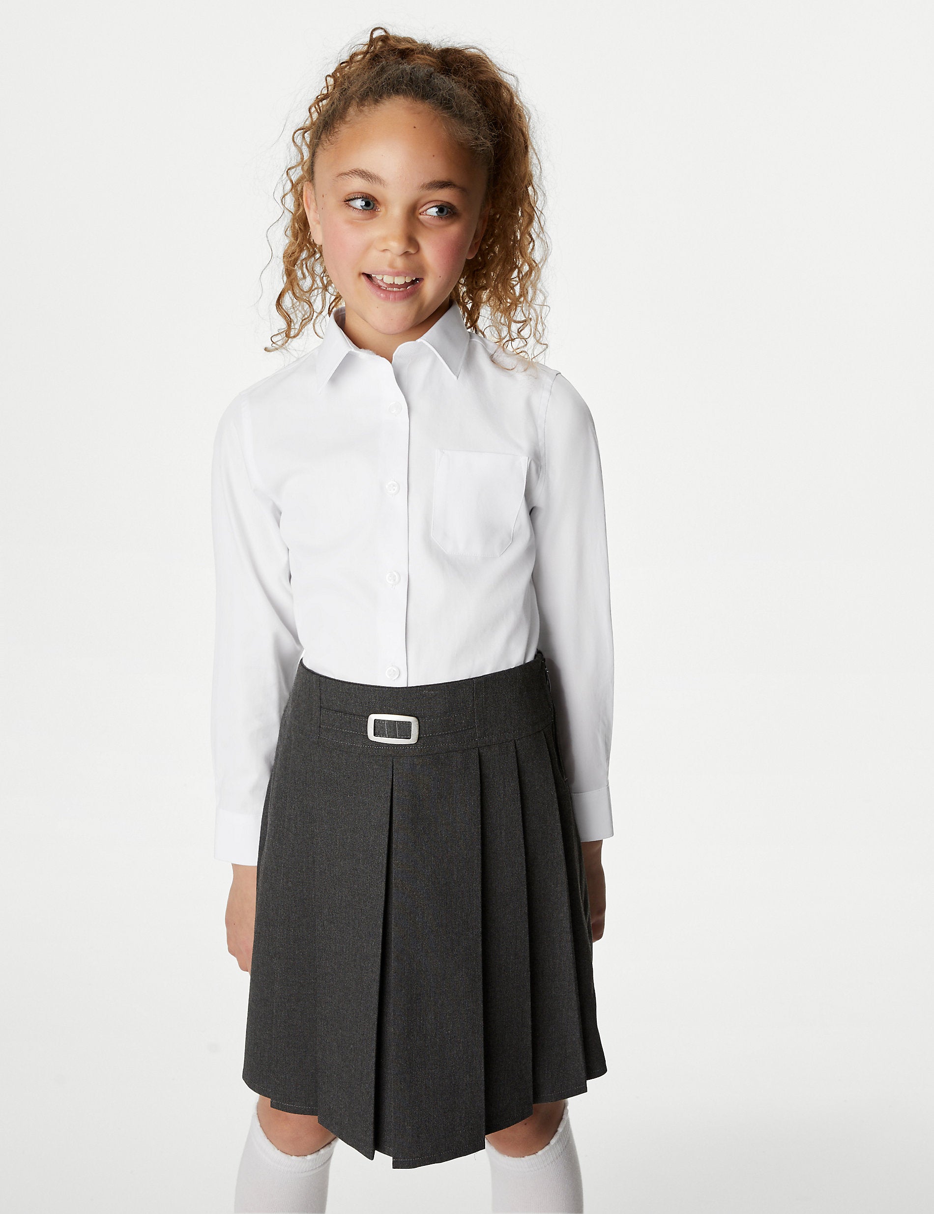 2 Pairs of Cotton Regular Fit School Shirts for Girls (2-18yrs) Marks & Spencer white