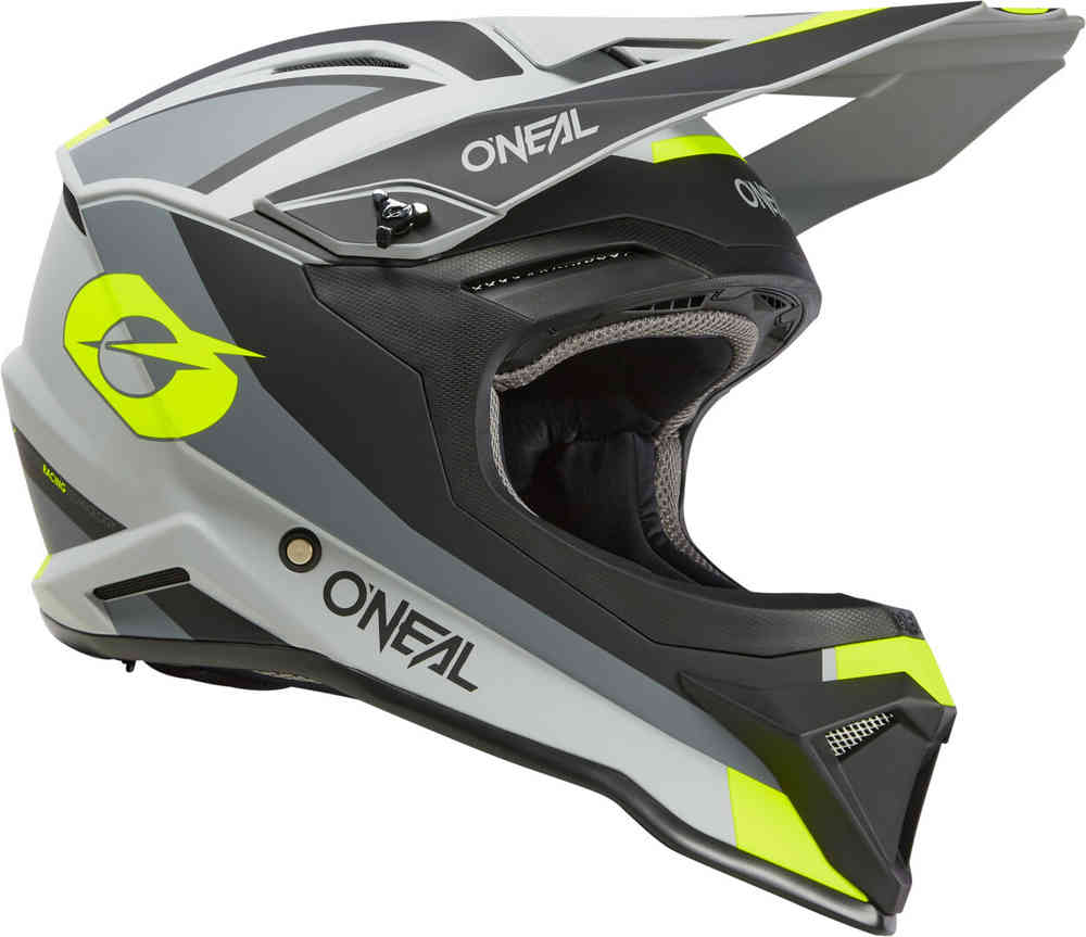 1SRS Stream Oneal Kids Motocross Helmet, Matte Black/Grey/Neon Yellow