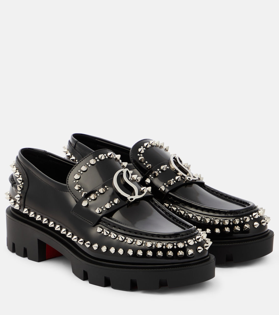 Christian Louboutin CL studded leather loafers, black