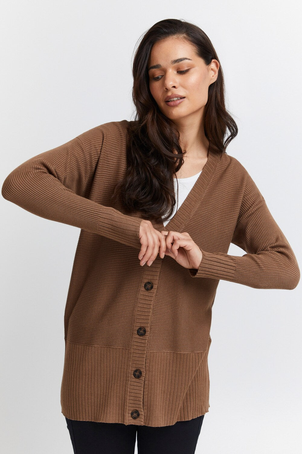 Knitted cardigan Fransa, brown