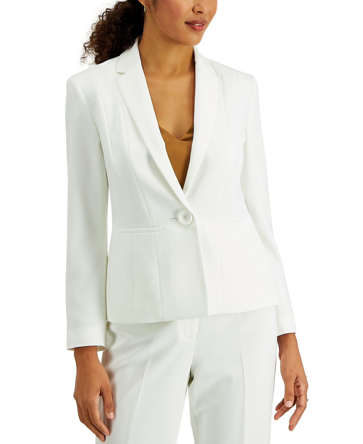 Kasper one-button crepe blazer