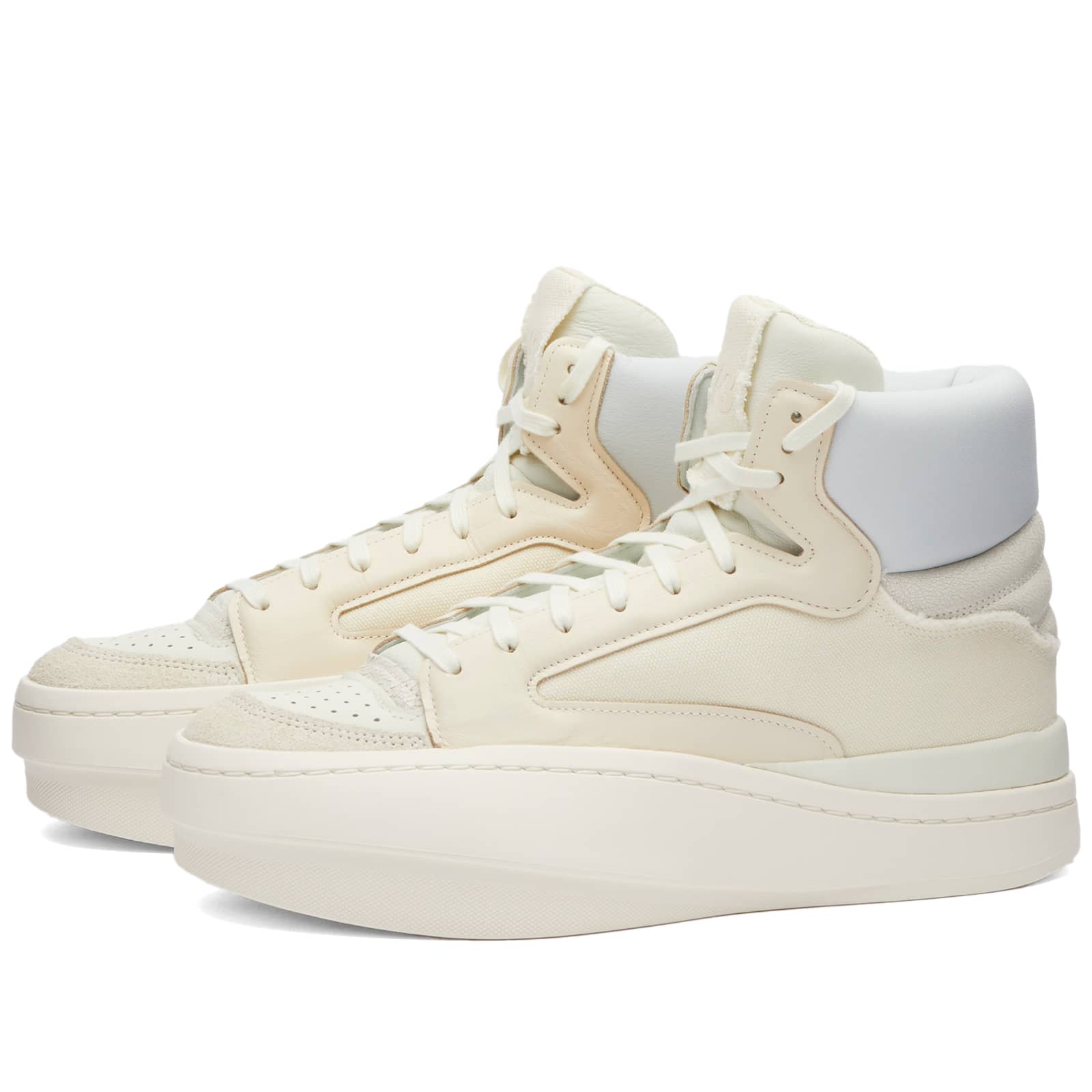 Y-3 Lux Bball High Sneakers, Off White, Cream White & White Tint