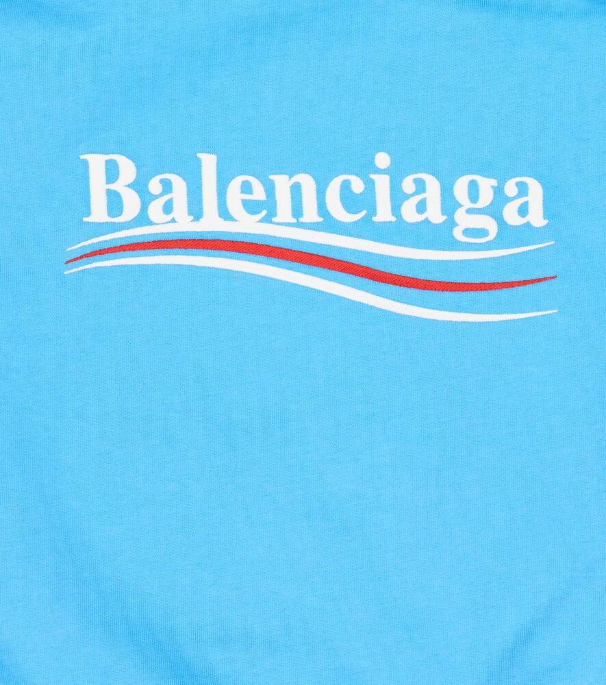 هودي جيرسي قطني بشعار Balenciaga للأطفال، أزرق